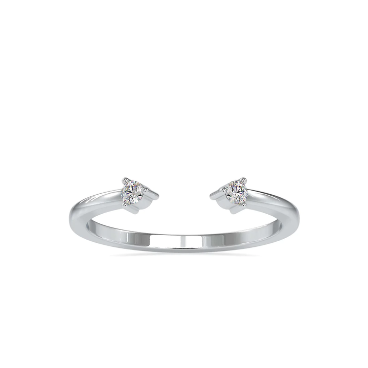 Open Two Stone Diamond Ring for Women | Elegant Minimalist Bypass Ring | Modern Open Band Diamond Ring