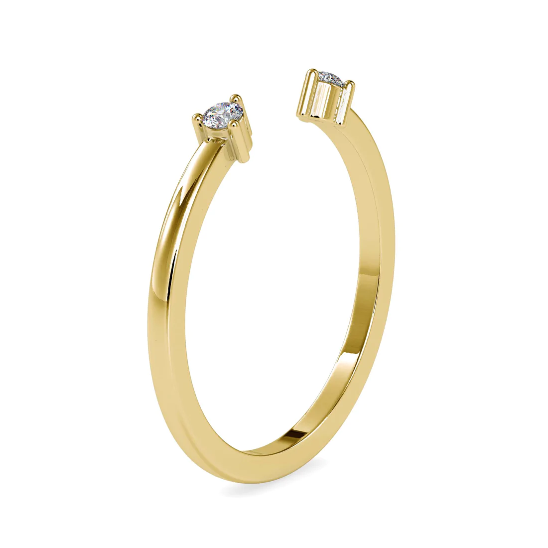 Open Two Stone Diamond Ring for Women | Elegant Minimalist Bypass Ring | Modern Open Band Diamond Ring