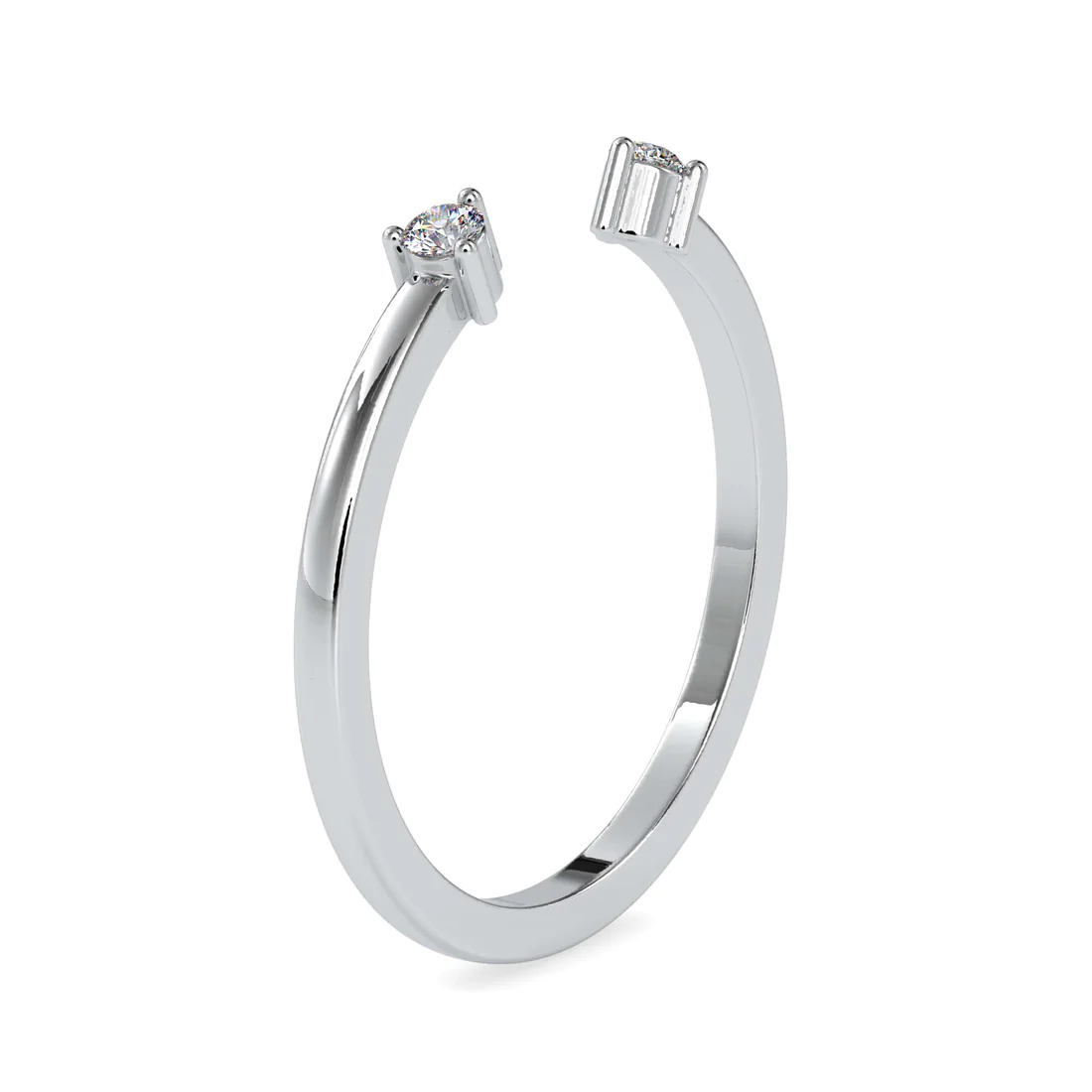 Open Two Stone Diamond Ring for Women | Elegant Minimalist Bypass Ring | Modern Open Band Diamond Ring