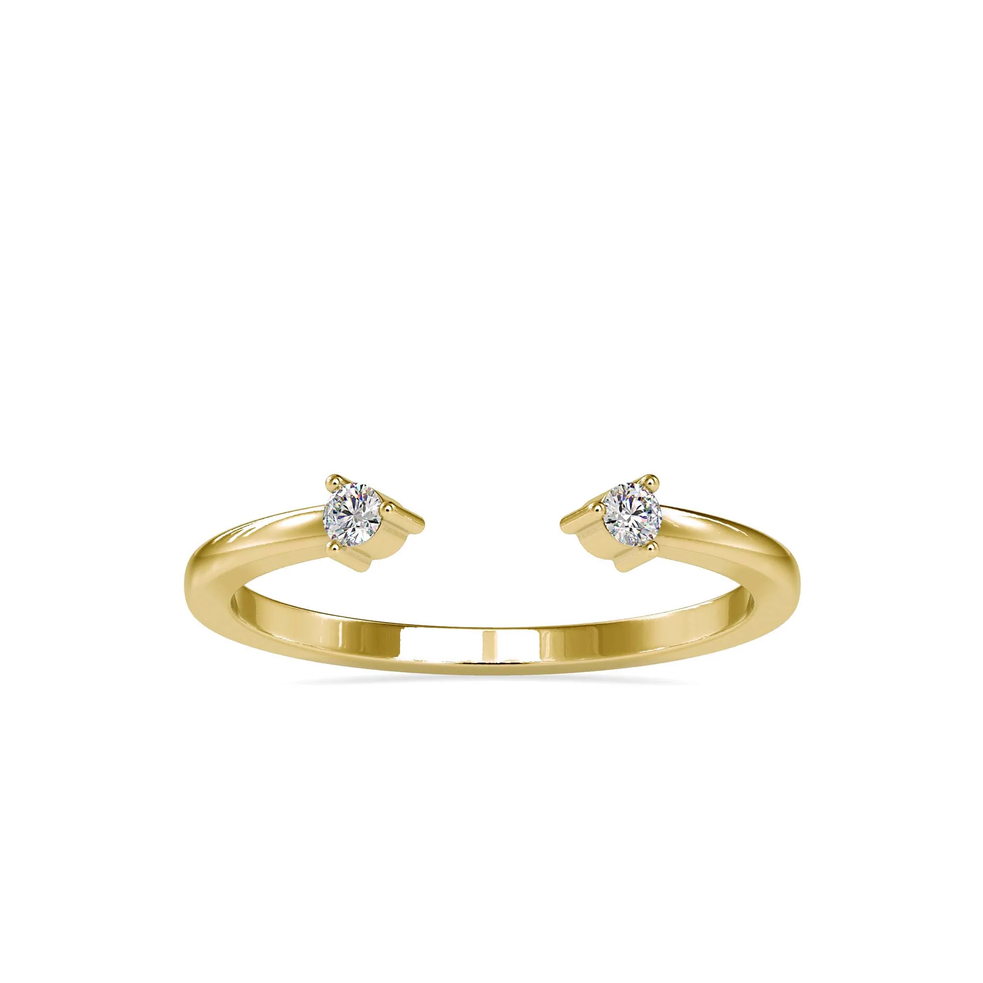 Open Two Stone Diamond Ring for Women | Elegant Minimalist Bypass Ring | Modern Open Band Diamond Ring