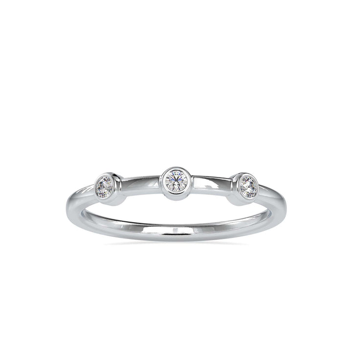 Minimalist Three Stone Bezel Set Diamond Ring in 14K White & Yellow Gold