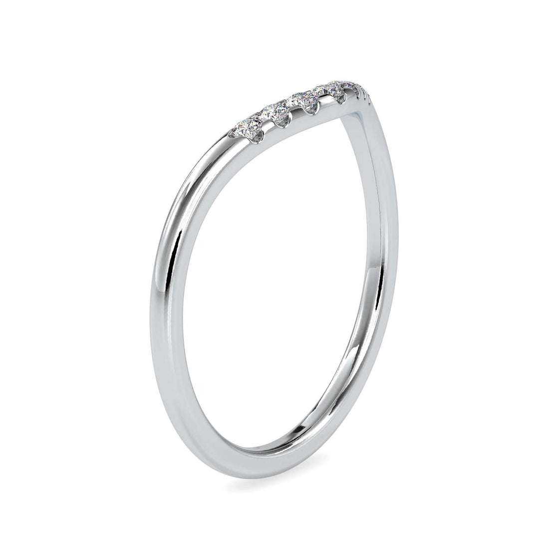 Round Diamond Curved Wedding Band in 14K Gold & White Gold | Stackable Diamond Ring