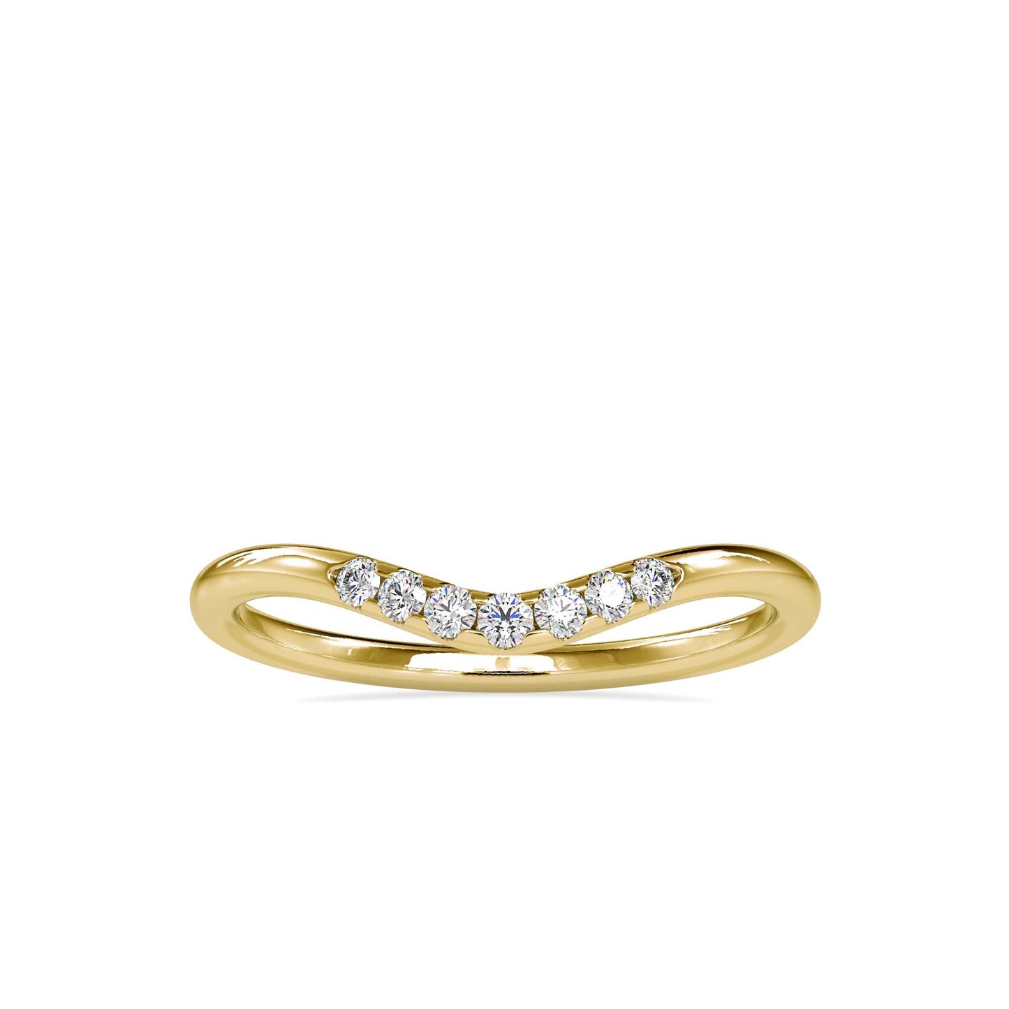 Round Diamond Curved Wedding Band in 14K Gold & White Gold | Stackable Diamond Ring