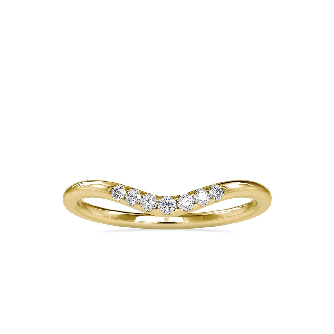 Round Diamond Curved Wedding Band in 14K Gold & White Gold | Stackable Diamond Ring