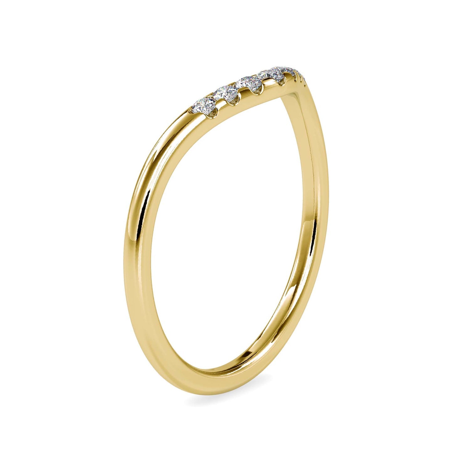 Round Diamond Curved Wedding Band in 14K Gold & White Gold | Stackable Diamond Ring