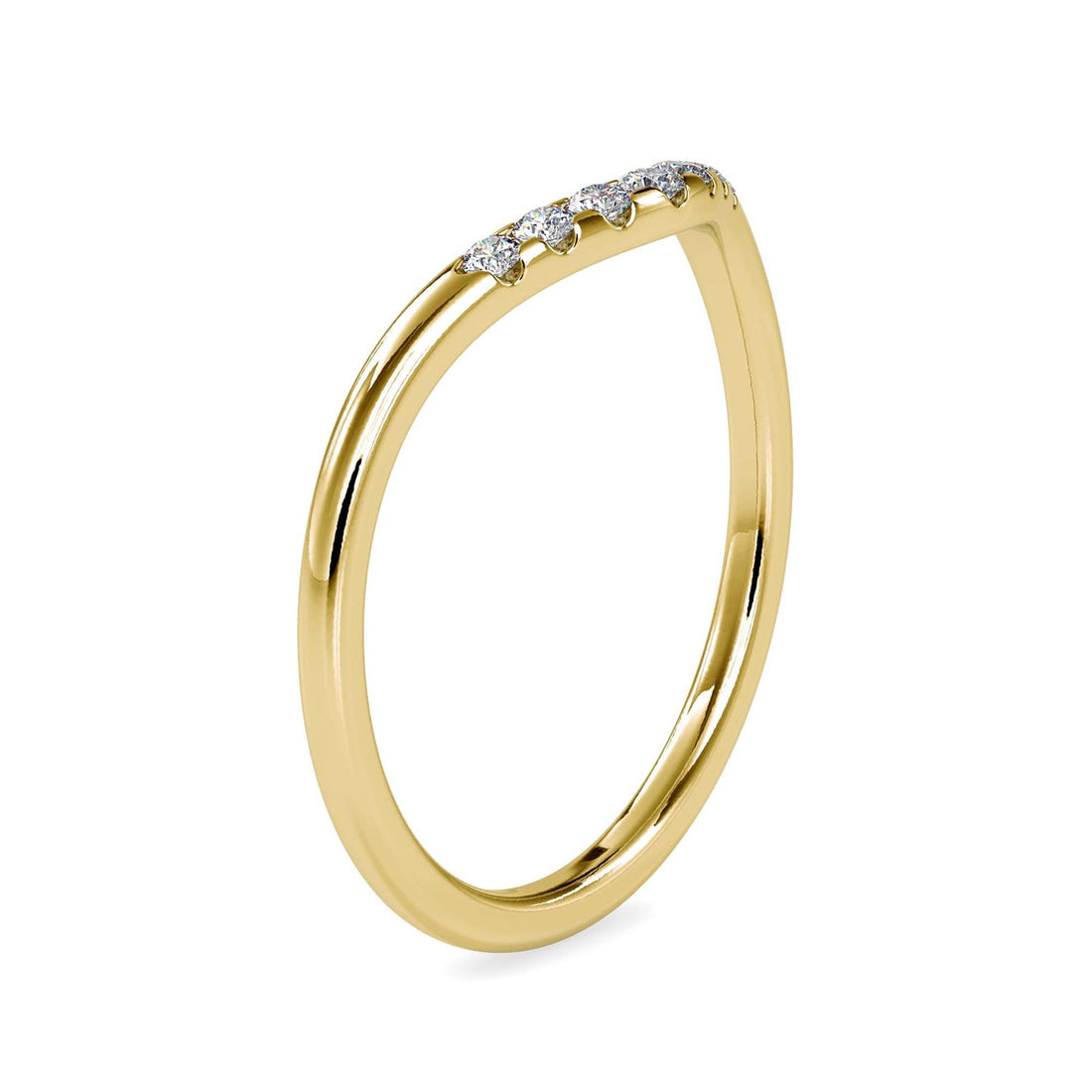 Round Diamond Curved Wedding Band in 14K Gold & White Gold | Stackable Diamond Ring
