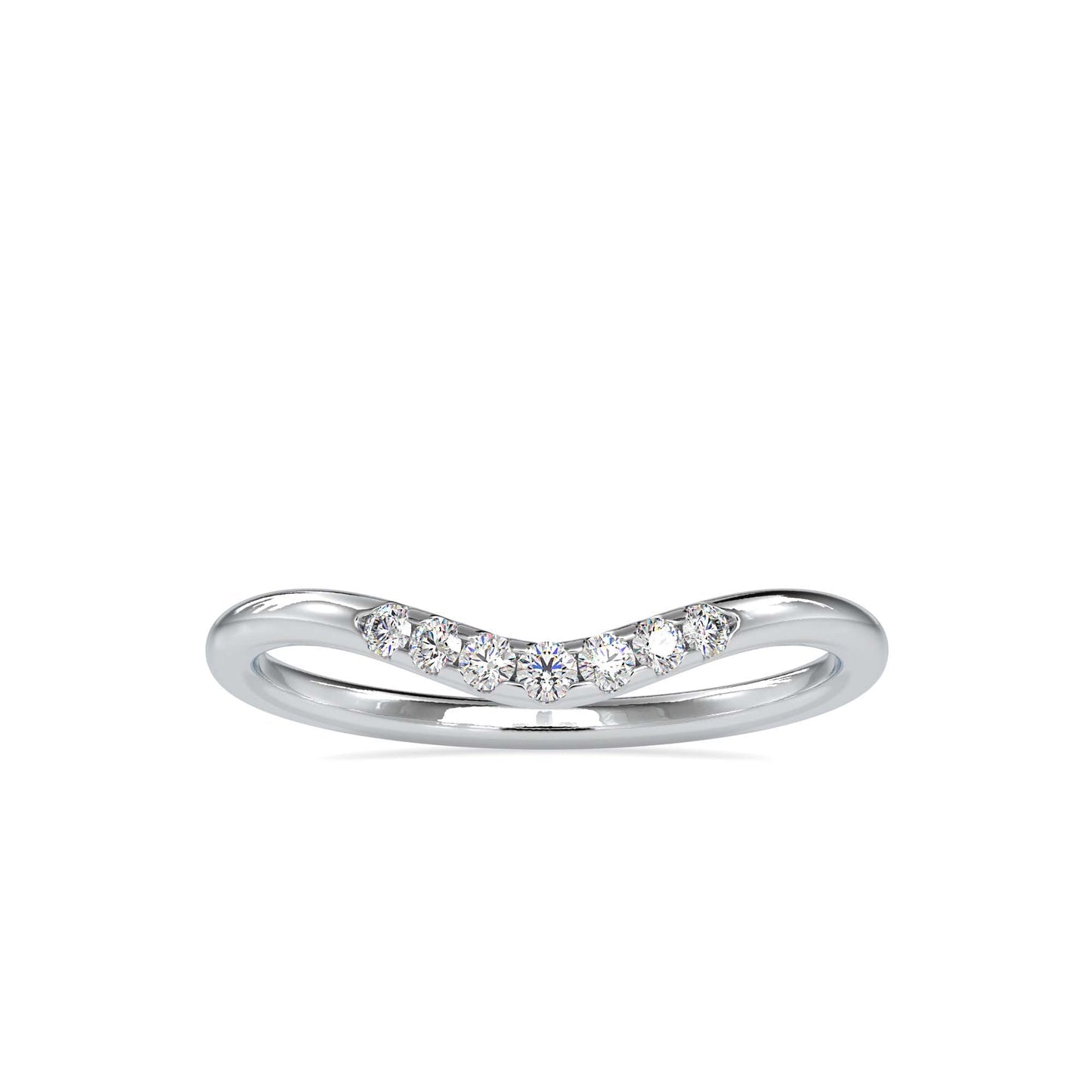 Round Diamond Curved Wedding Band in 14K Gold & White Gold | Stackable Diamond Ring