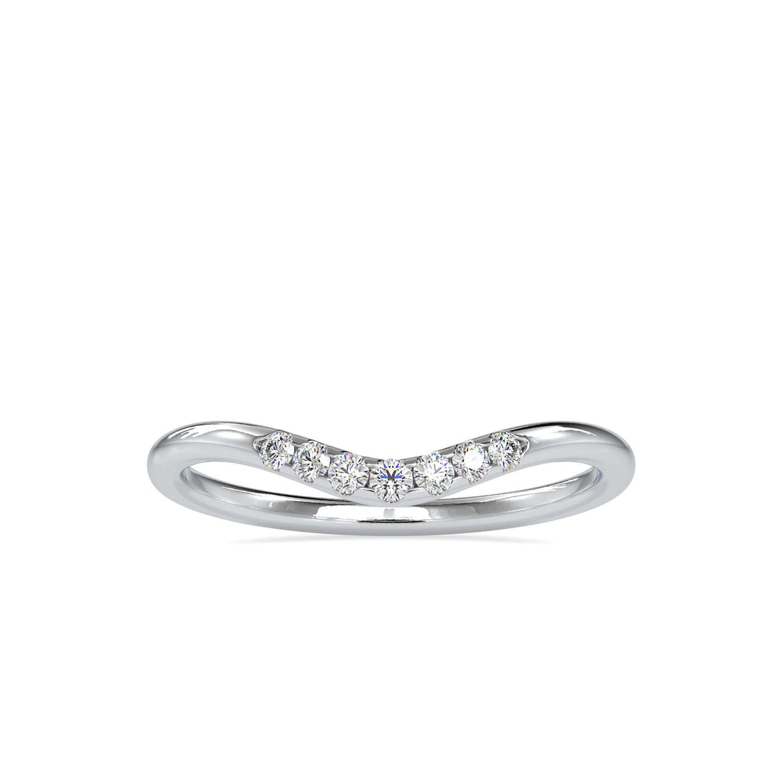 Round Diamond Curved Wedding Band in 14K Gold & White Gold | Stackable Diamond Ring