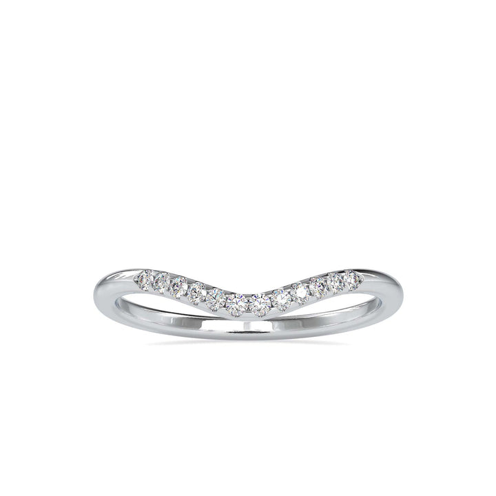 Diamond V-Shaped Curved Wedding Band with Pavé Diamonds | Elegant Stackable Ring