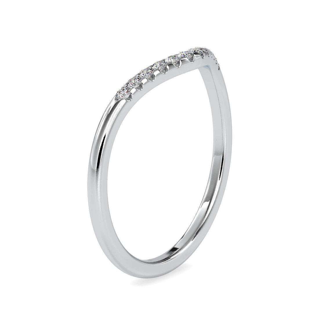 Diamond V-Shaped Curved Wedding Band with Pavé Diamonds | Elegant Stackable Ring