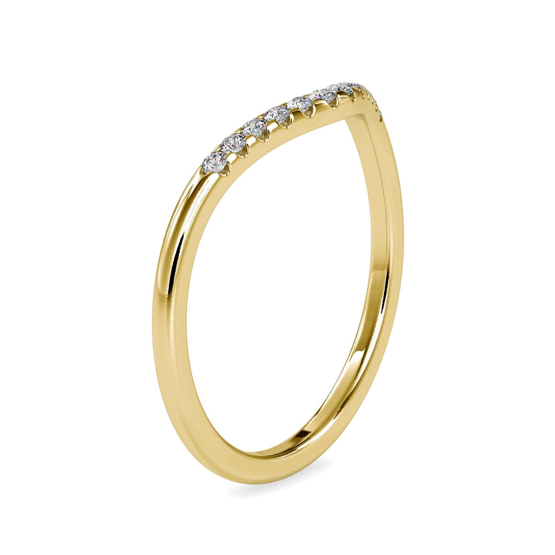 Diamond V-Shaped Curved Wedding Band with Pavé Diamonds | Elegant Stackable Ring
