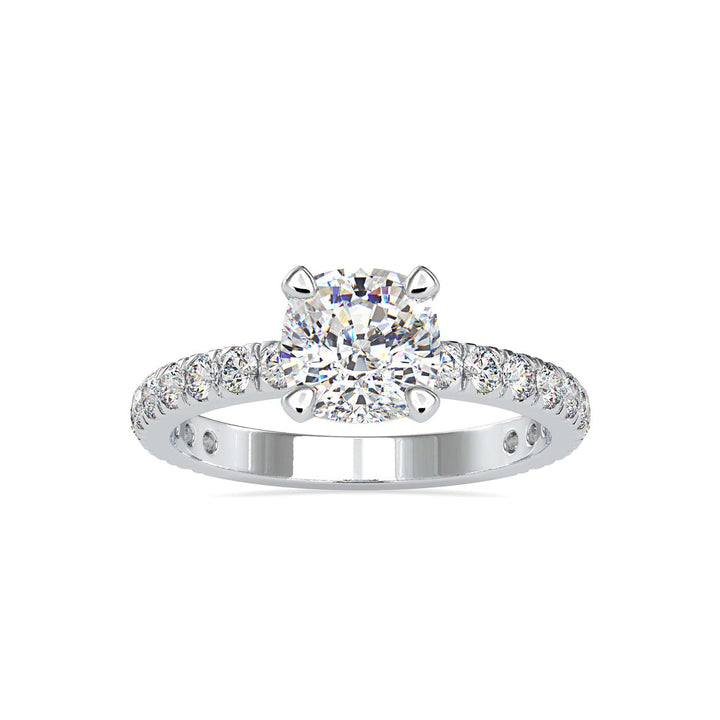 Classic Round Cut Diamond Solitaire Engagement Ring with Pavé Band