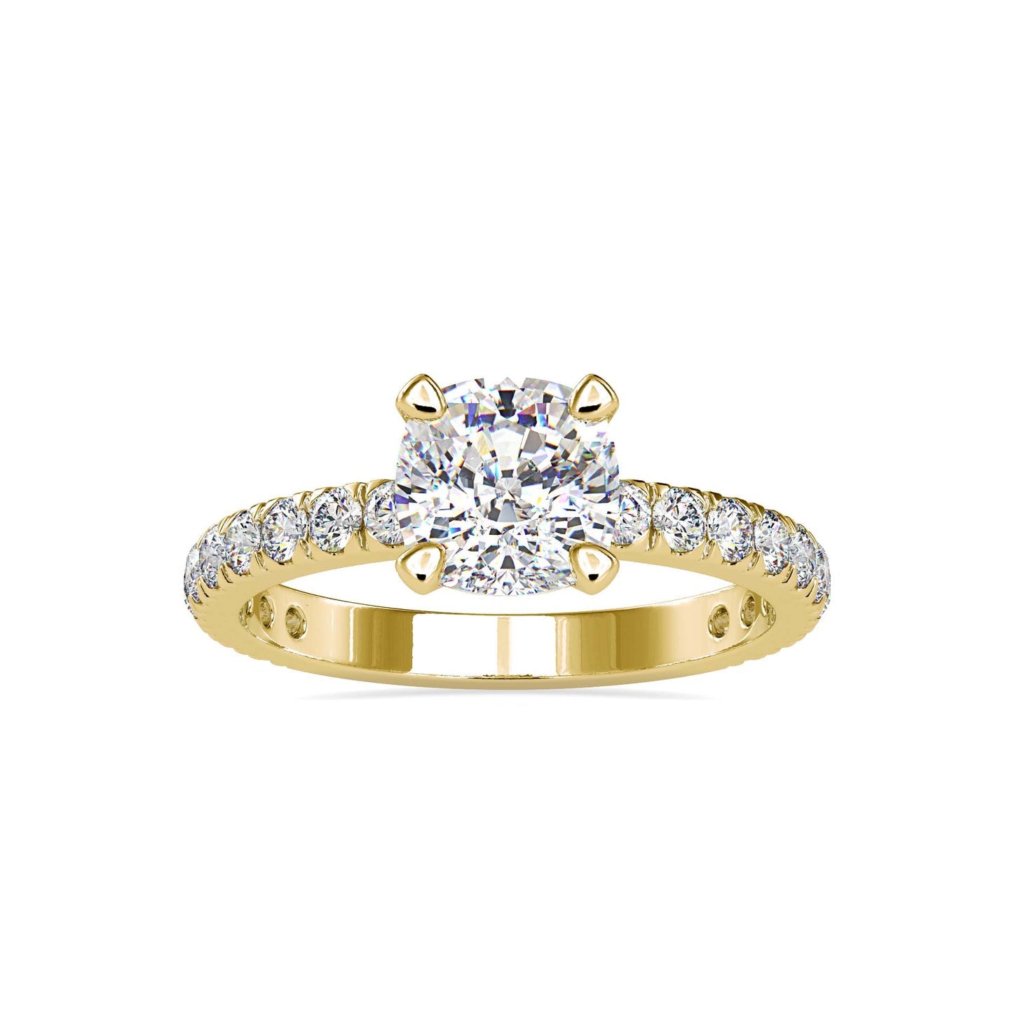 Classic Round Cut Diamond Solitaire Engagement Ring with Pavé Band