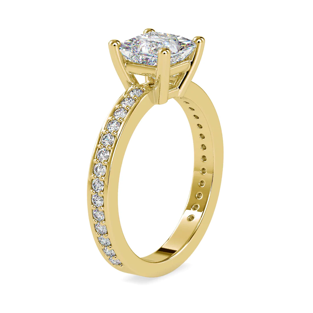 Princess Cut Diamond Engagement Ring with Channel Set Side Stones in White Gold | Elegant Solitaire Ring