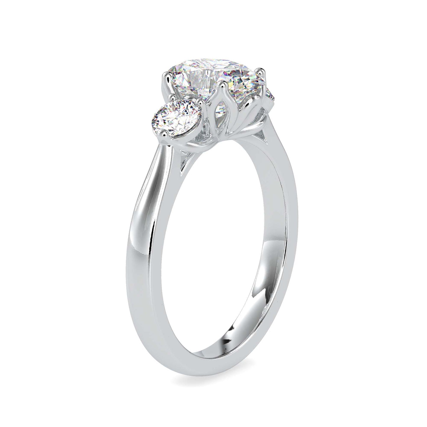 Oval Cut Three Stone Diamond Engagement Ring in 14K Yellow Gold & White Gold