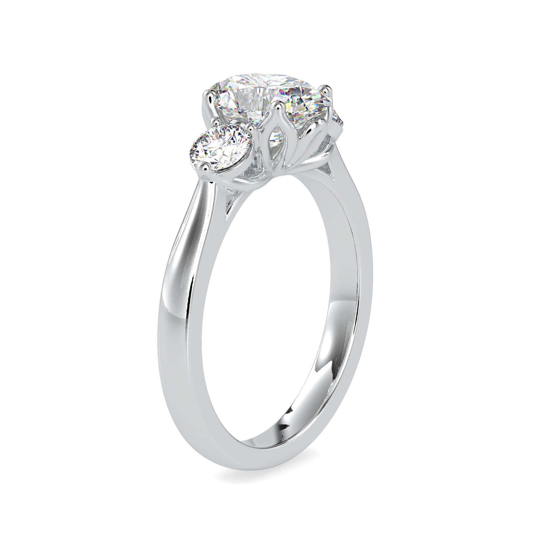 Oval Cut Three Stone Diamond Engagement Ring in 14K Yellow Gold & White Gold