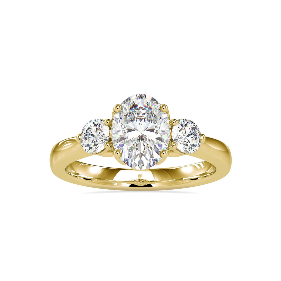 Oval Cut Three Stone Diamond Engagement Ring in 14K Yellow Gold & White Gold
