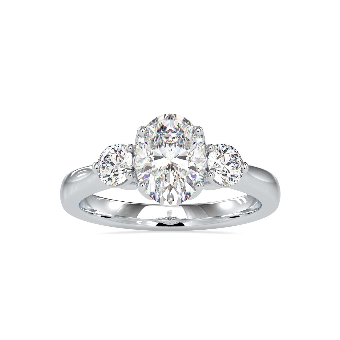 Oval Cut Three Stone Diamond Engagement Ring in 14K Yellow Gold & White Gold