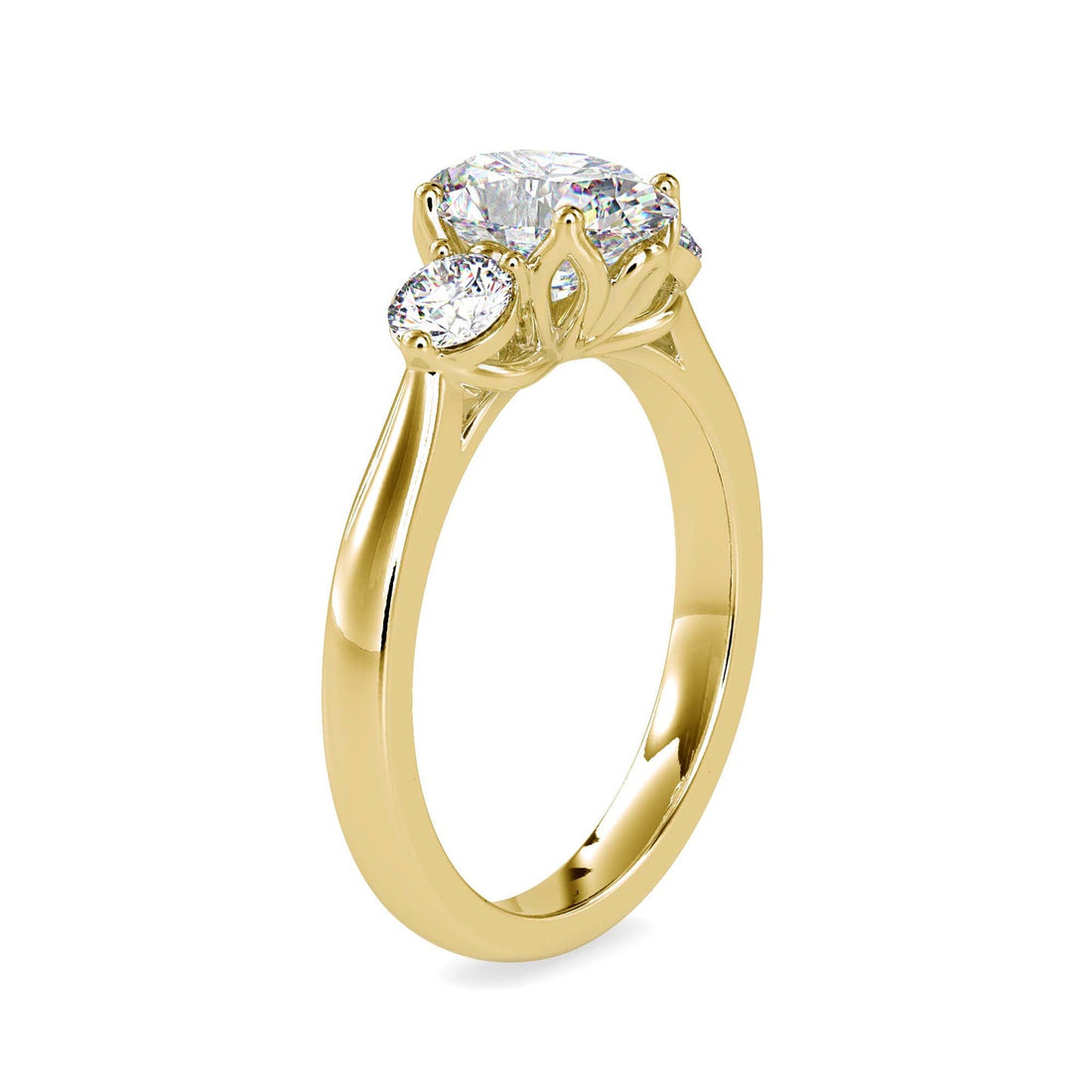 Oval Cut Three Stone Diamond Engagement Ring in 14K Yellow Gold & White Gold