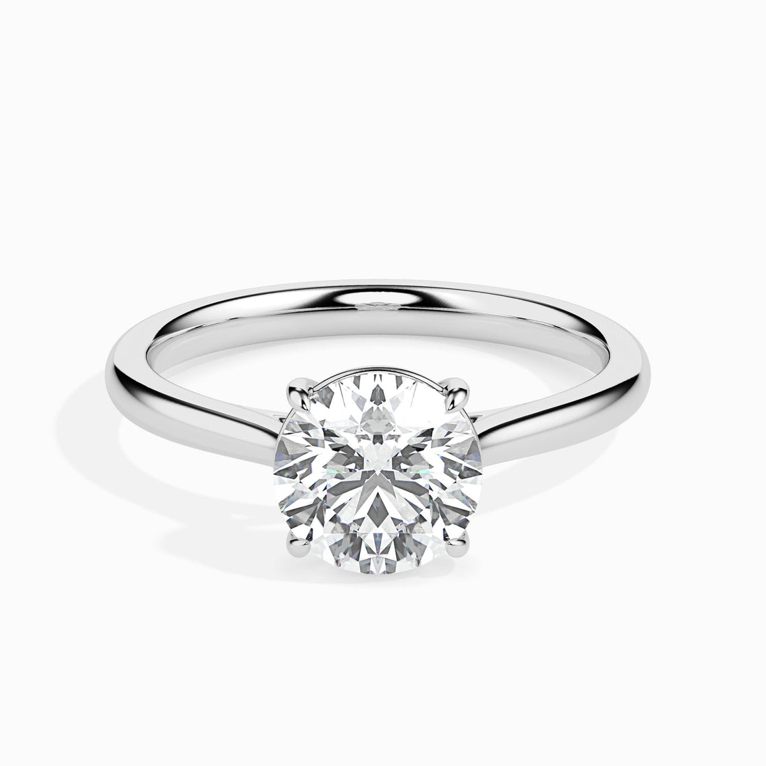 Minimalist Round Brilliant Diamond Solitaire Ring for Women