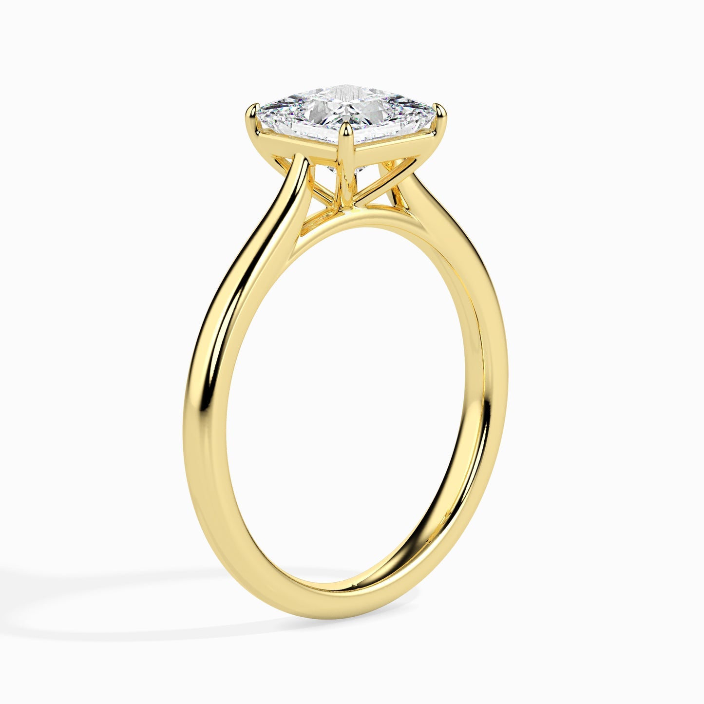 1 Ct Princess Cut Lab Grown Diamond Solitaire Engagement Ring in 14K Gold