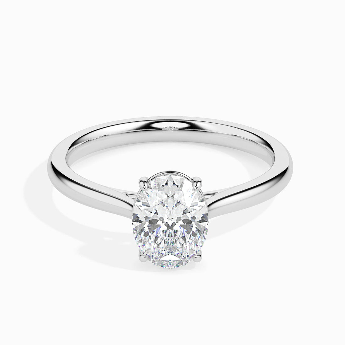 Oval Cut Lab Grown Diamond Solitaire Engagement Ring in 14K White & Yellow Gold