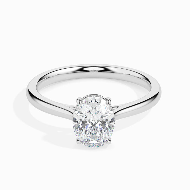 Oval Cut Lab Grown Diamond Solitaire Engagement Ring in 14K White & Yellow Gold