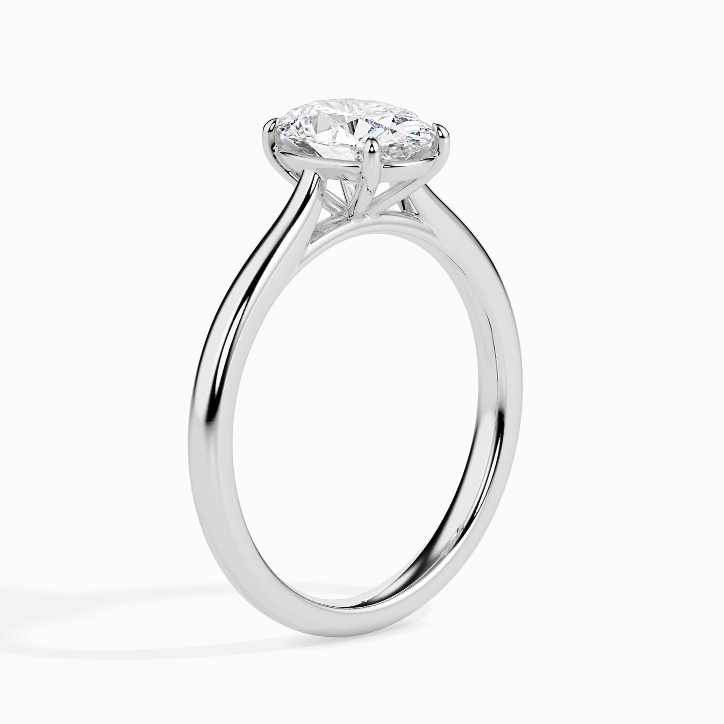 Oval Cut Lab Grown Diamond Solitaire Engagement Ring in 14K White & Yellow Gold