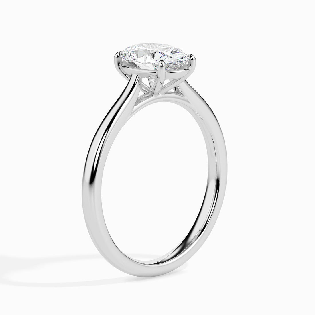Oval Cut Lab Grown Diamond Solitaire Engagement Ring in 14K White & Yellow Gold