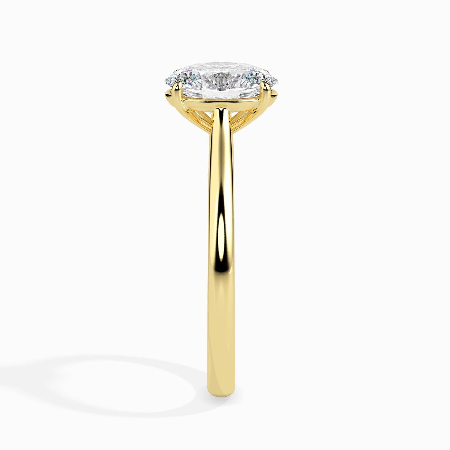 Oval Cut Lab Grown Diamond Solitaire Engagement Ring in 14K White & Yellow Gold