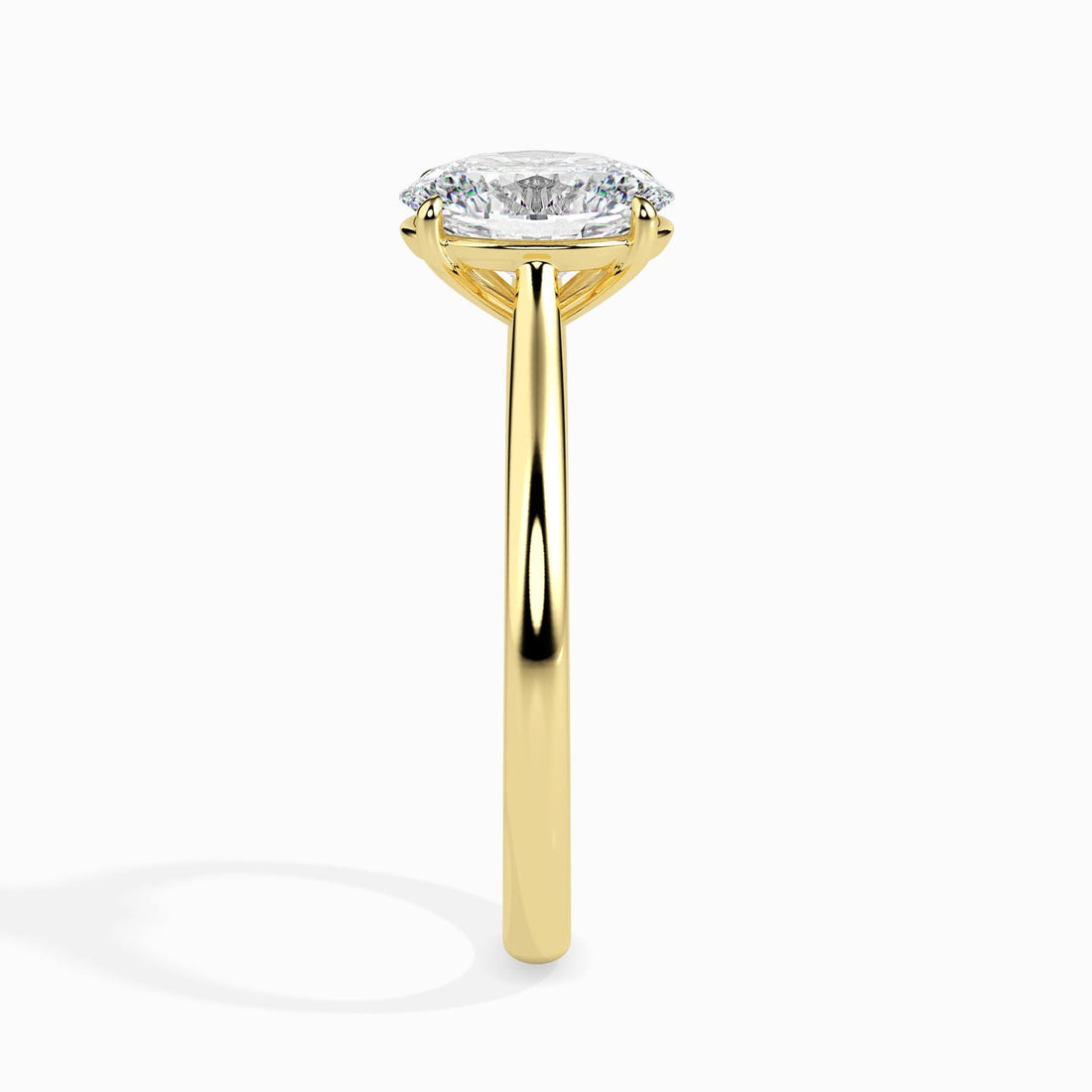 Oval Cut Lab Grown Diamond Solitaire Engagement Ring in 14K White & Yellow Gold