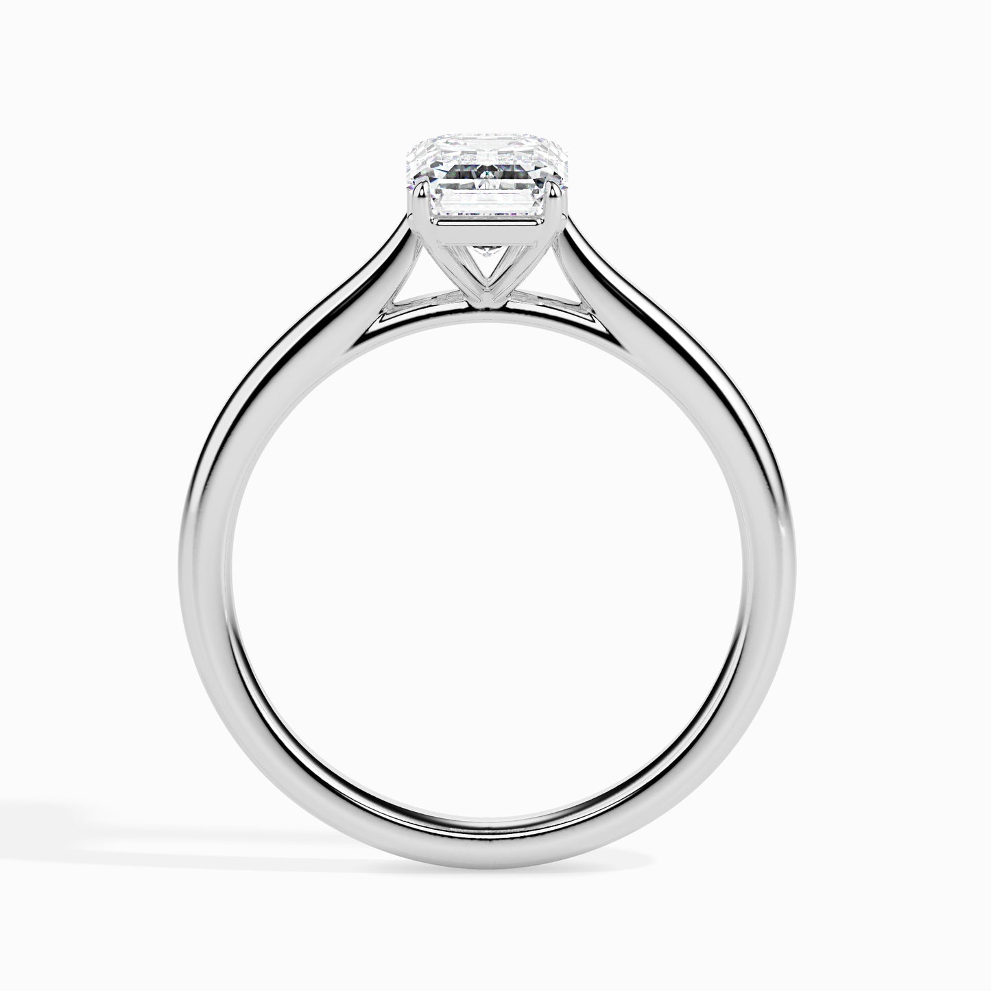 Emerald Cut Lab Grown Diamond Solitaire Engagement Ring in 14K/18K Gold or Platinum