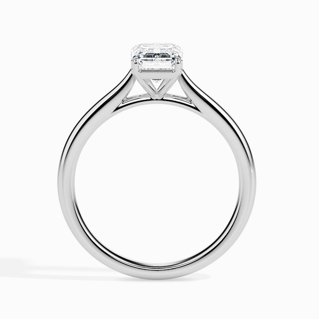 Emerald Cut Lab Grown Diamond Solitaire Engagement Ring in 14K/18K Gold or Platinum