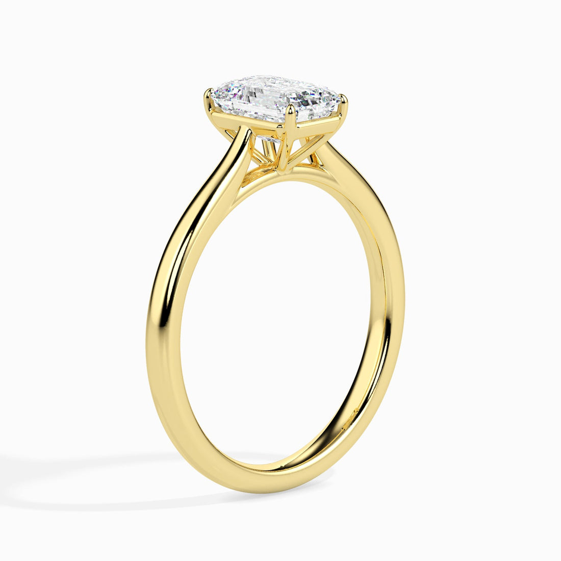 Emerald Cut Lab Grown Diamond Solitaire Engagement Ring in 14K/18K Gold or Platinum