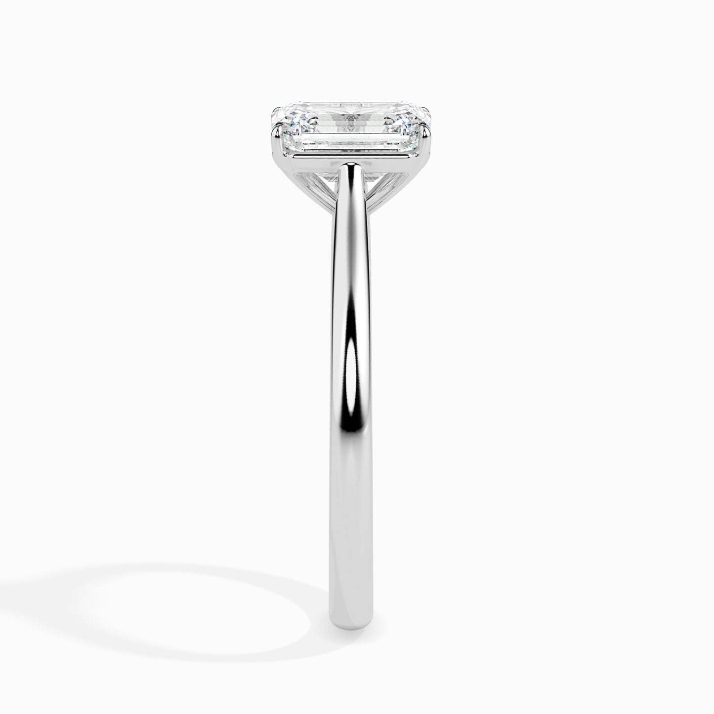 Emerald Cut Lab Grown Diamond Solitaire Engagement Ring in 14K/18K Gold or Platinum