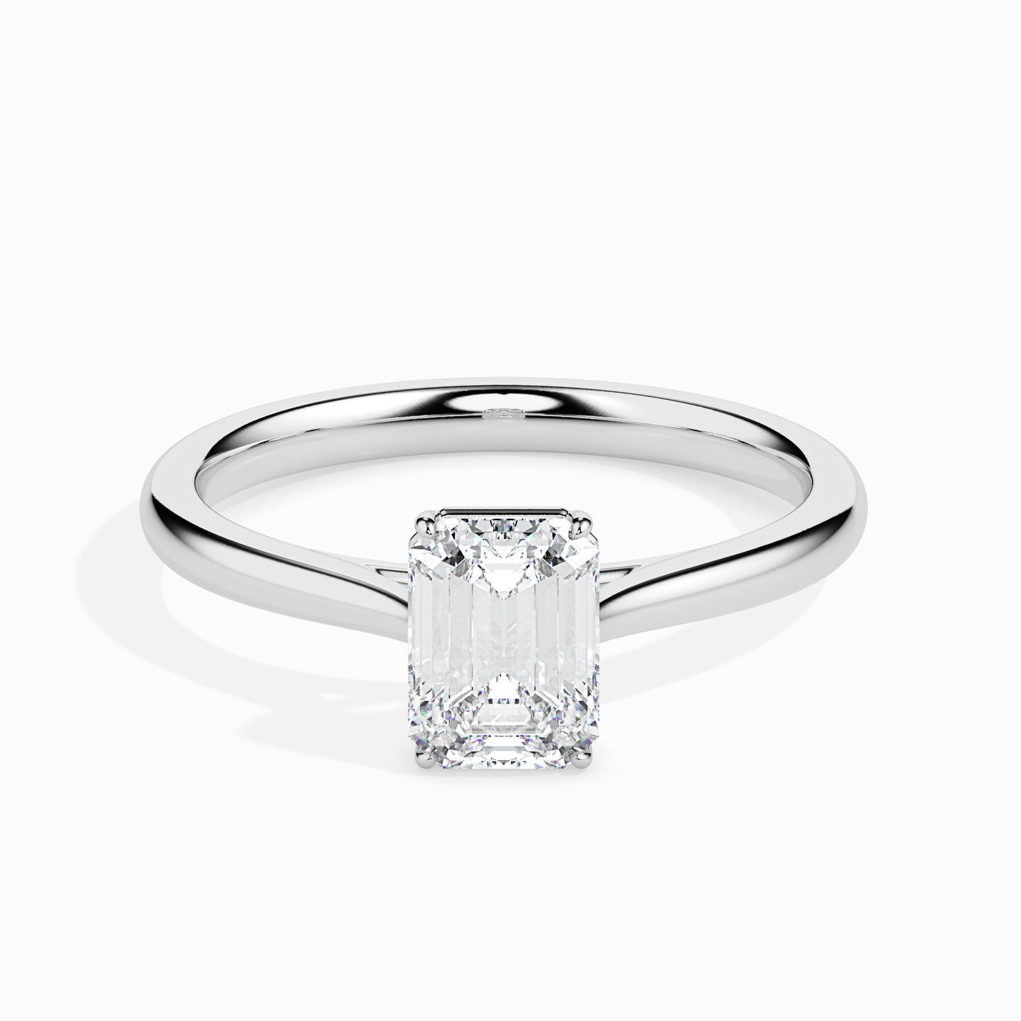 Emerald Cut Lab Grown Diamond Solitaire Engagement Ring in 14K/18K Gold or Platinum