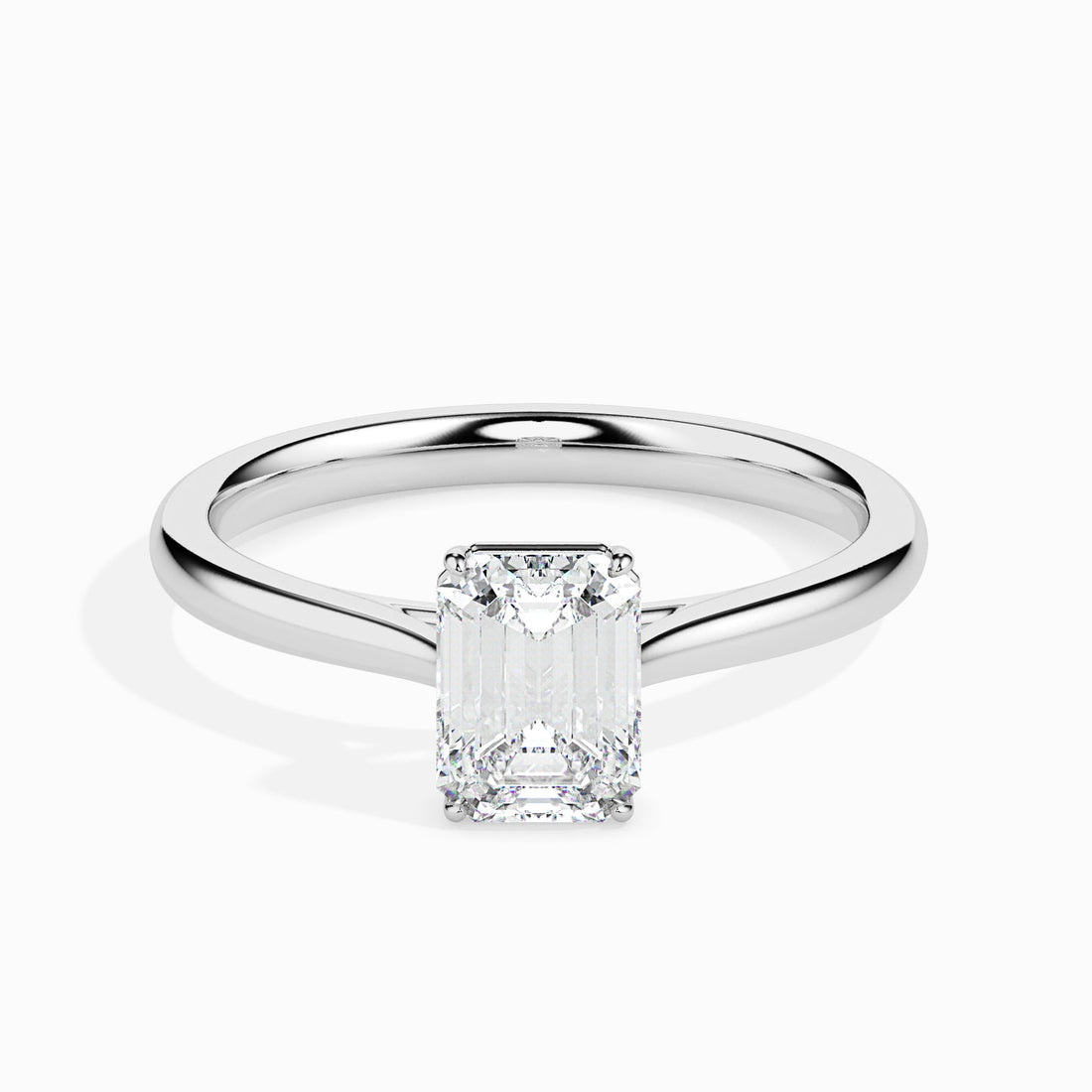 Emerald Cut Lab Grown Diamond Solitaire Engagement Ring in 14K/18K Gold or Platinum