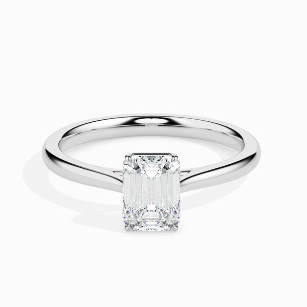 Emerald Cut Lab Grown Diamond Solitaire Engagement Ring in 14K/18K Gold or Platinum