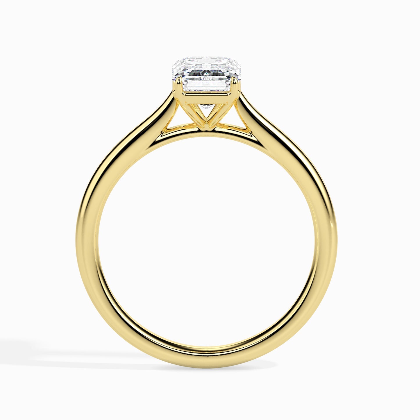 Emerald Cut Lab Grown Diamond Solitaire Engagement Ring in 14K/18K Gold or Platinum