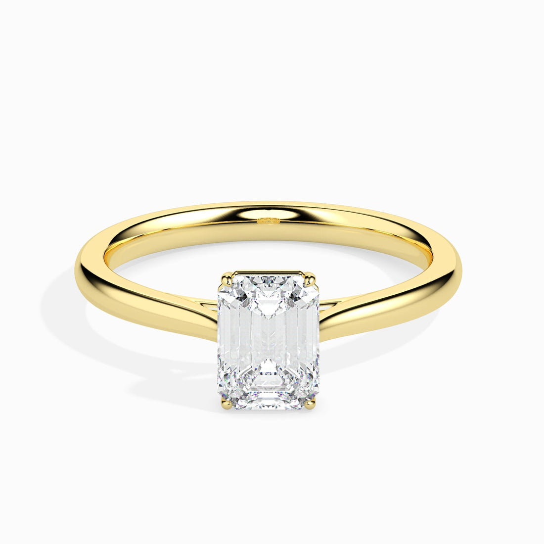Emerald Cut Lab Grown Diamond Solitaire Engagement Ring in 14K/18K Gold or Platinum