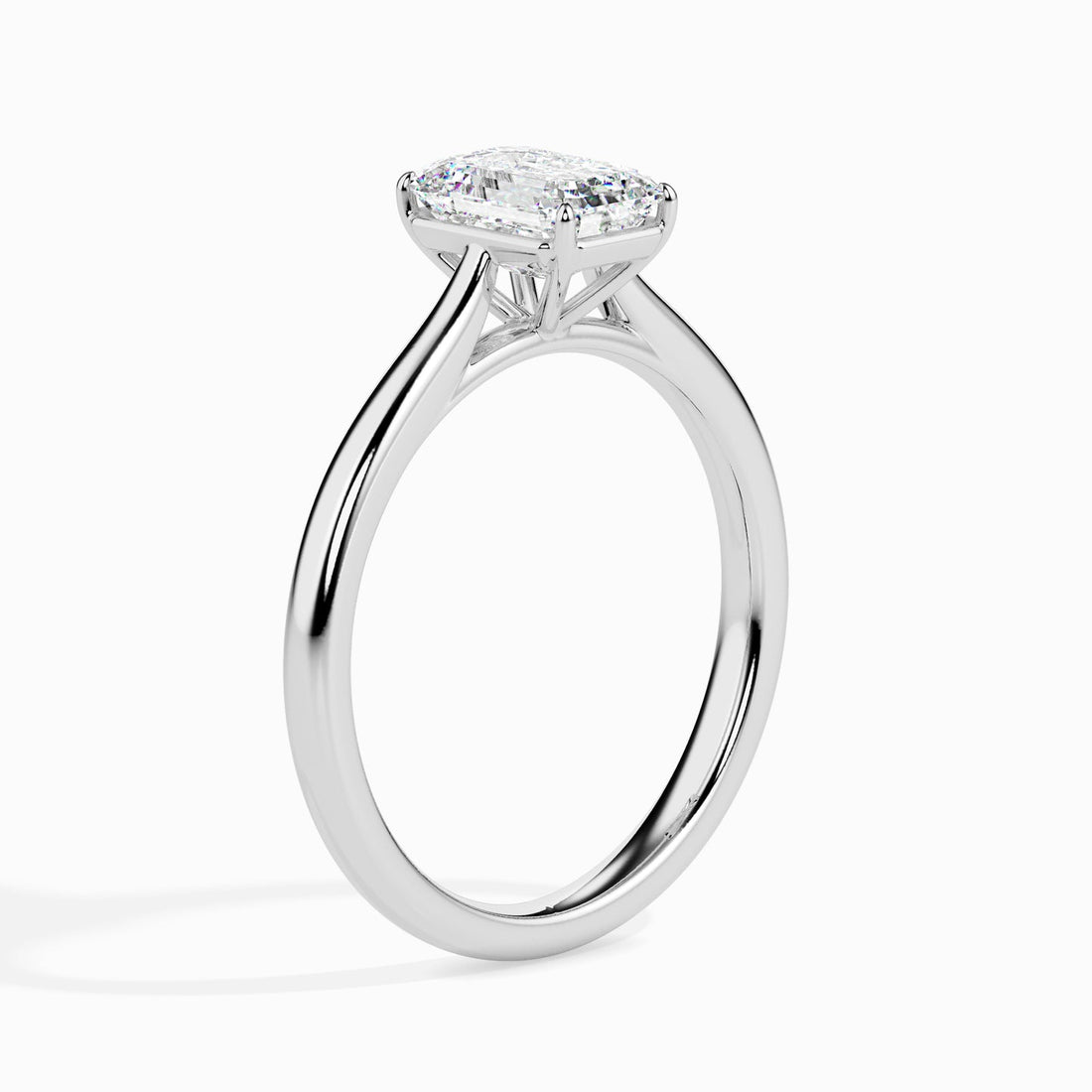 Emerald Cut Lab Grown Diamond Solitaire Engagement Ring in 14K/18K Gold or Platinum