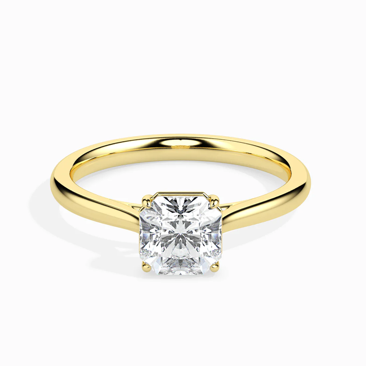Lab Grown Diamond Engagement Ring for Women | Asscher Cut Solitaire Ring in Yellow Gold or White Gold