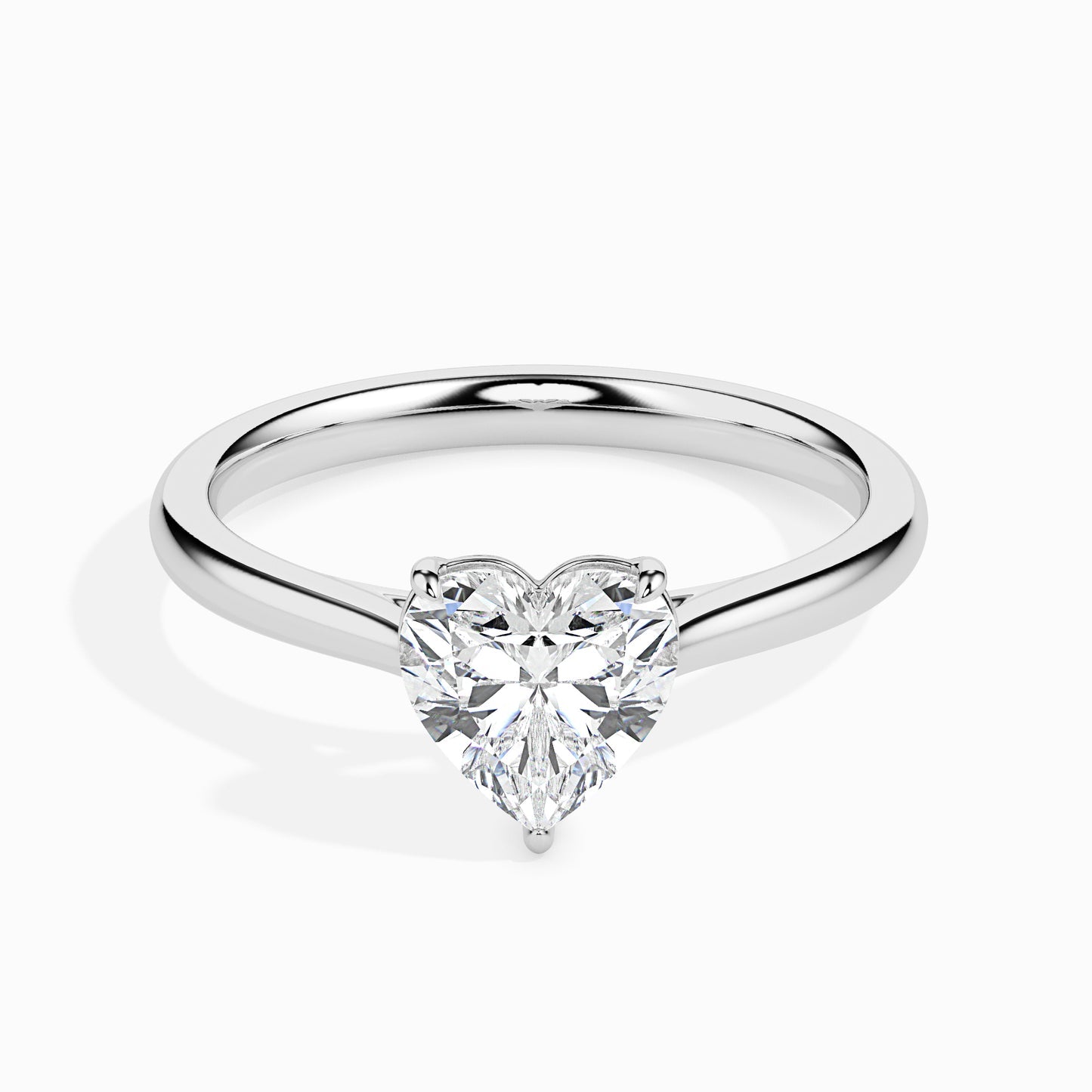Heart-Shaped Lab Grown Diamond Solitaire Ring in 14K Gold – Classic Engagement Ring