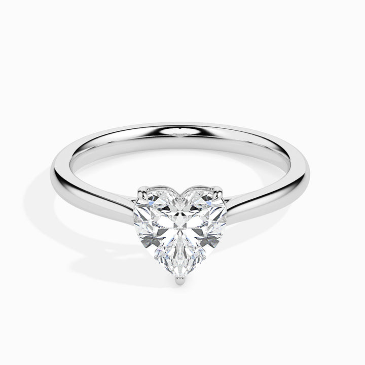 Heart-Shaped Lab Grown Diamond Solitaire Ring in 14K Gold – Classic Engagement Ring