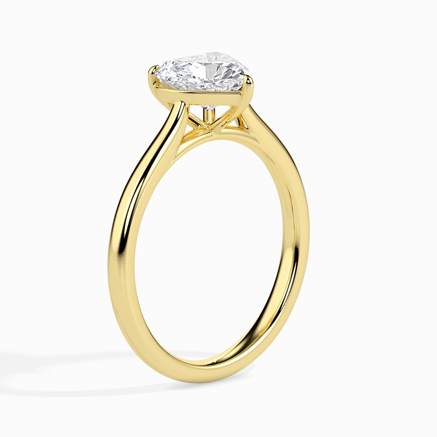 Heart-Shaped Lab Grown Diamond Solitaire Ring in 14K Gold – Classic Engagement Ring