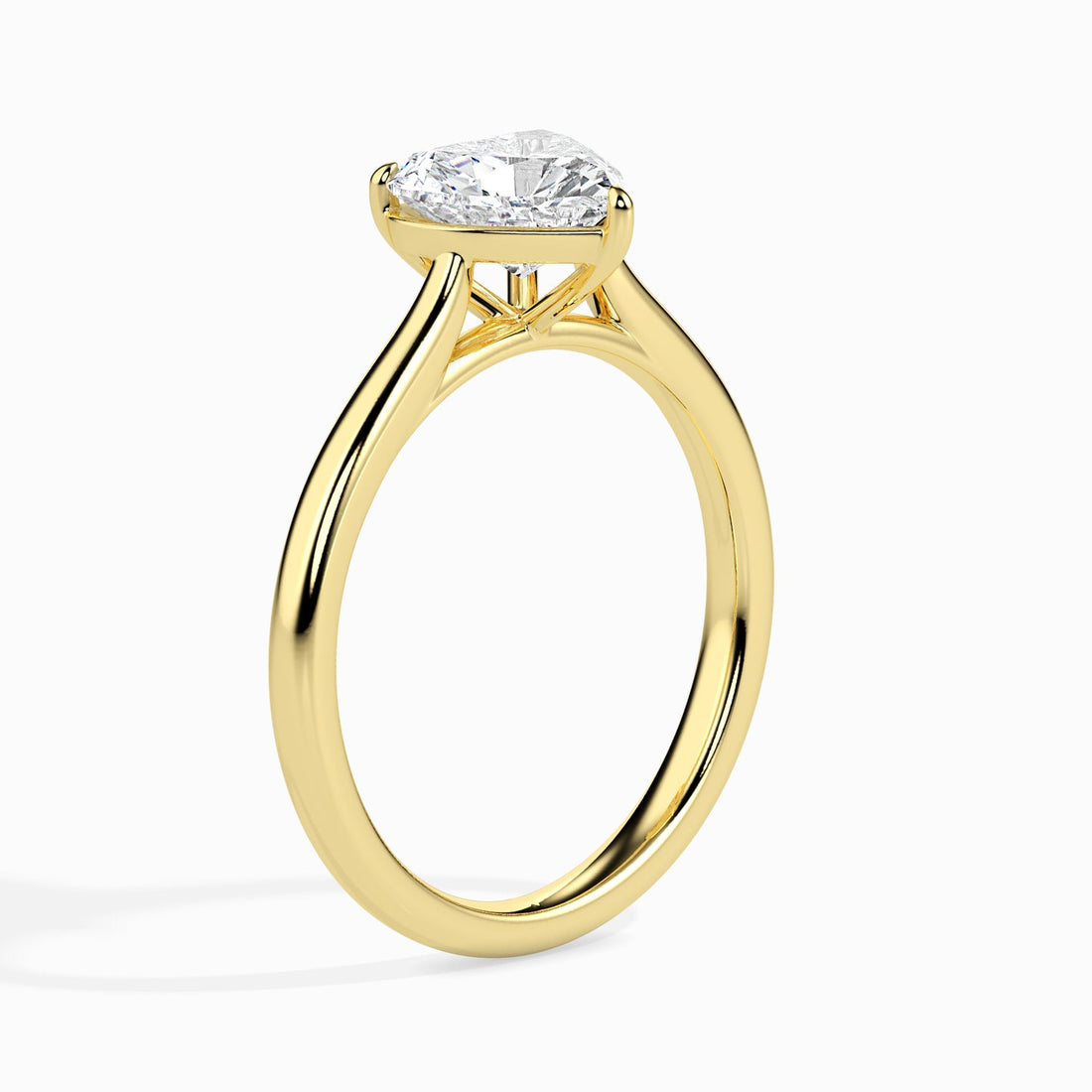 Heart-Shaped Lab Grown Diamond Solitaire Ring in 14K Gold – Classic Engagement Ring