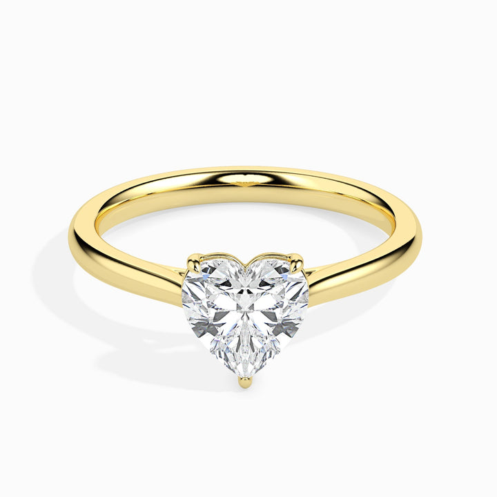 Heart-Shaped Lab Grown Diamond Solitaire Ring in 14K Gold – Classic Engagement Ring