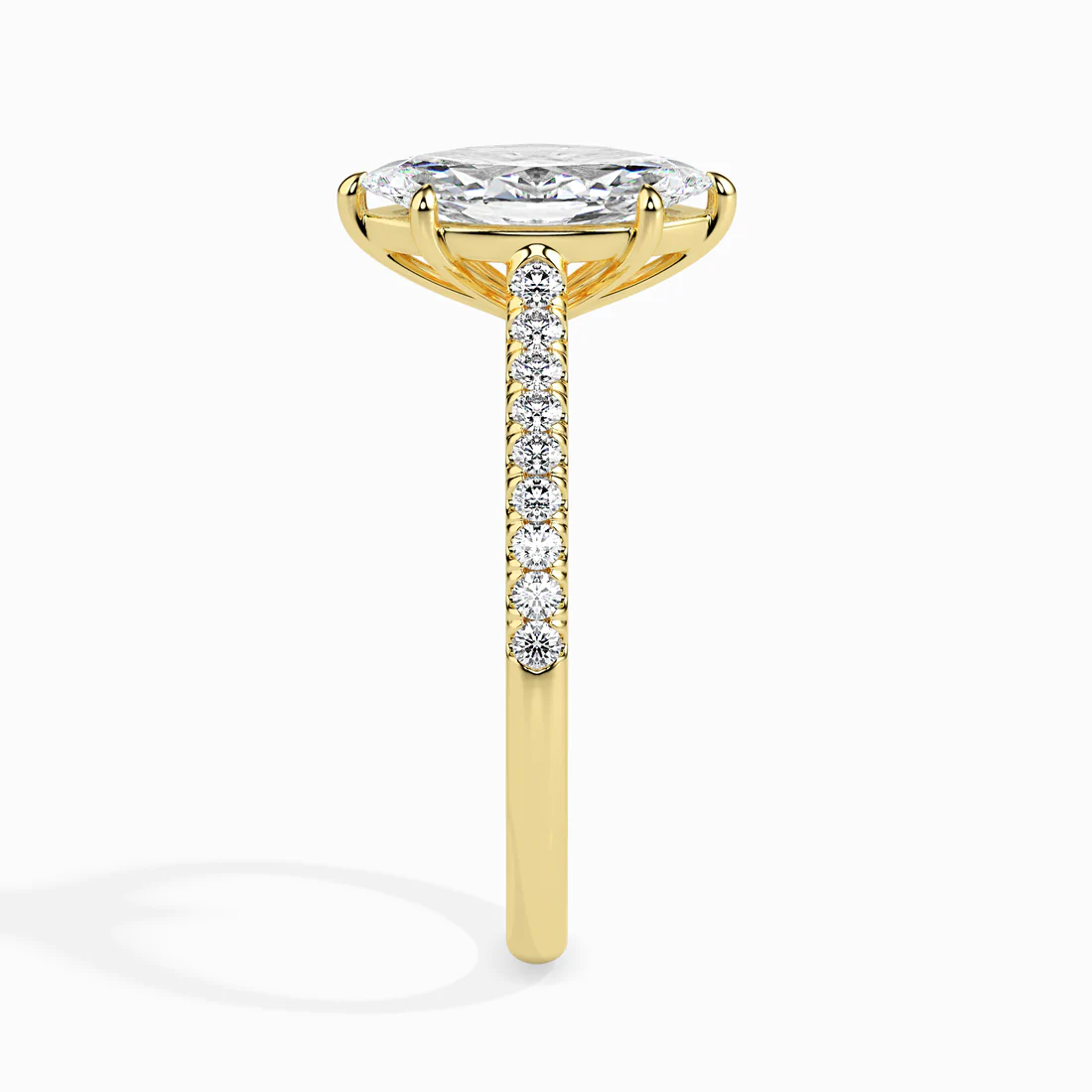 Marquise Cut Diamond Engagement Ring in White Gold | Pavé Band