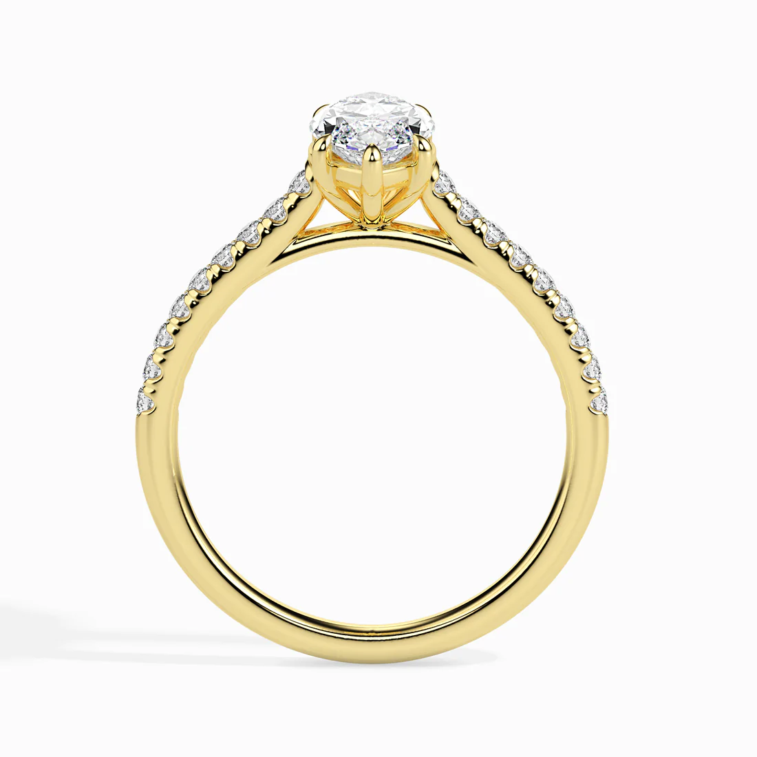 Marquise Cut Diamond Engagement Ring in White Gold | Pavé Band