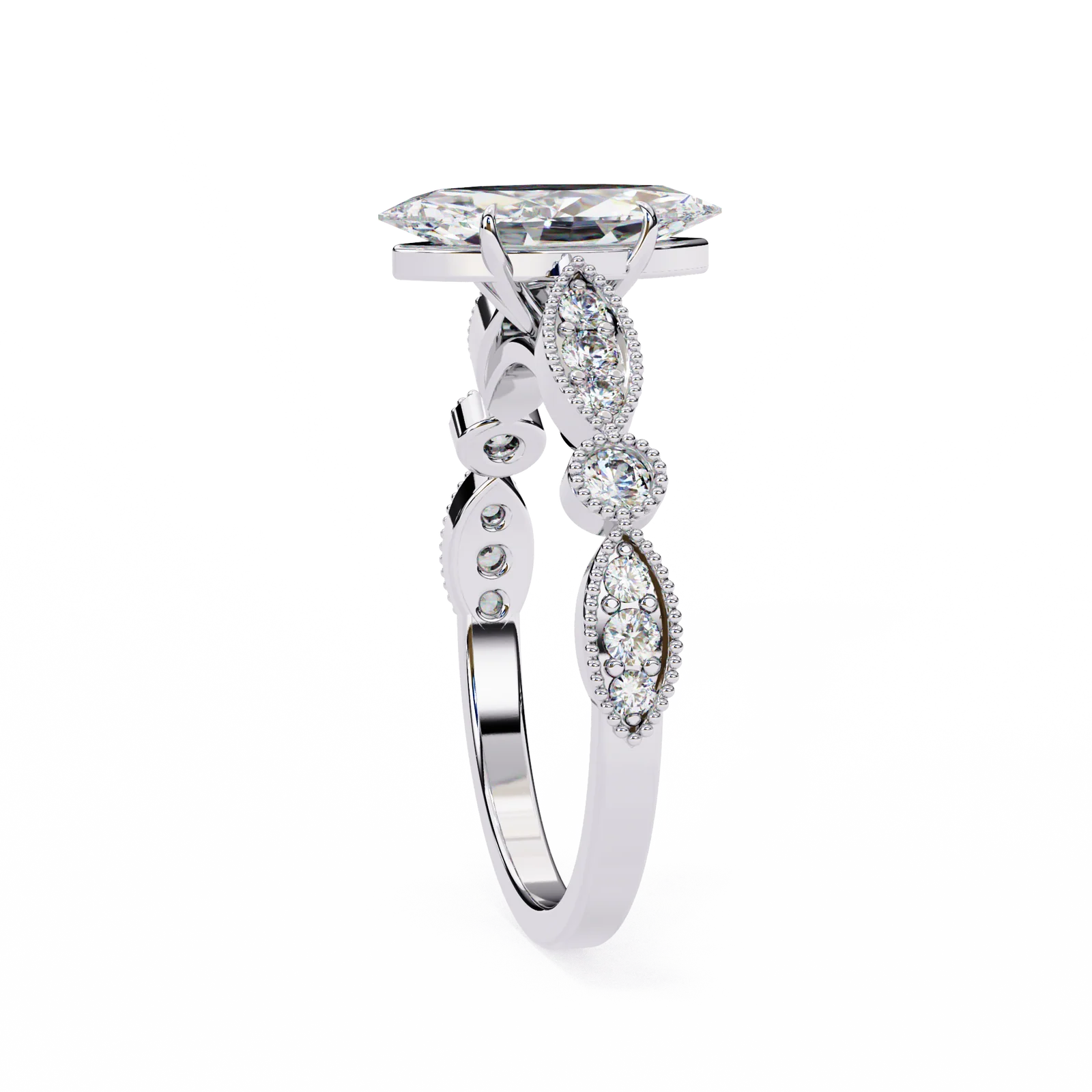 Marquise Cut Lab Grown Diamond Engagement Ring 4